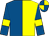 Royal blue and yellow (halved), royal blue sleeves, yellow armlets, quartered cap (Blue Lion Racing Ix)
